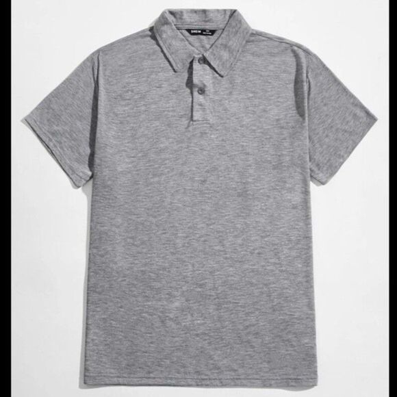 SHEIN Basics Mens Gray Polo Shirt Size Medium - Picture 1 of 5